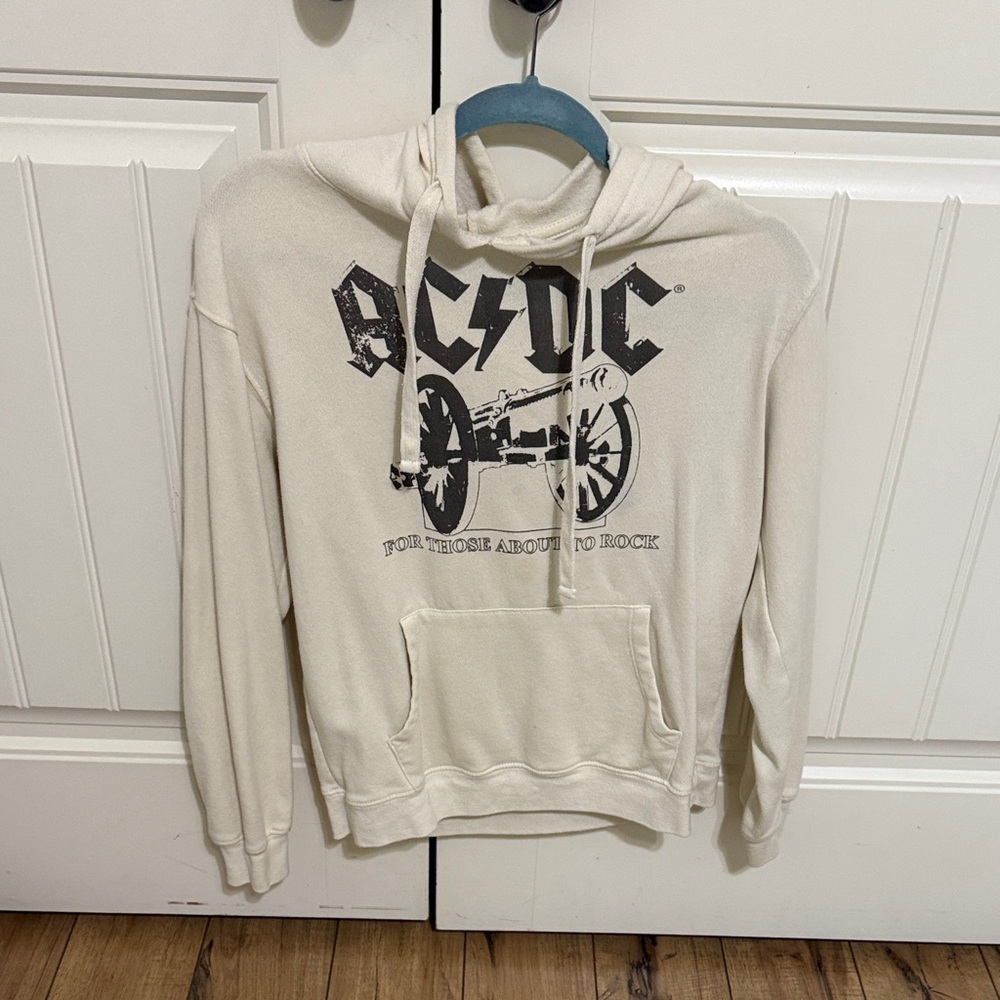 AC/DC Off-White Hoodie with Black Print